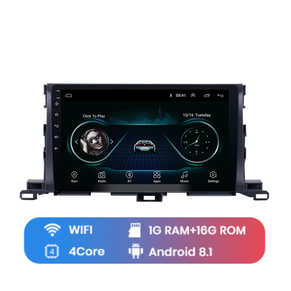 WIFI (1G 16G) 4G LTE Android 8,1 подходит для TOYOTA Highlander-Мультимедиа стерео автомобильный dvd-плеер навигация gps радио - Цвет: WIFI (1G 16G)