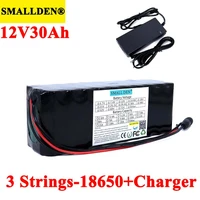 smallden 11 1v 12v 30ah 18650 lithium rechargeable battery pack 12 6v 30000mah 800w for miners lamp golf cart with 3s bms