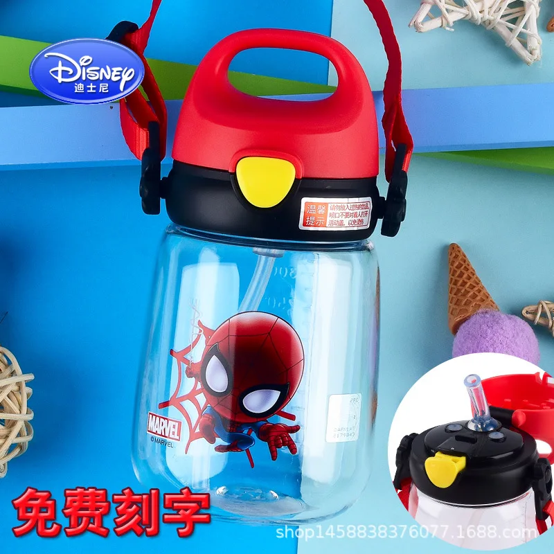 

Disney Marvel Spiderman Children Summer Plastic Cup Straw Water Cup Cartoon Figures Avengers Cute Portable Baby Student Kettle