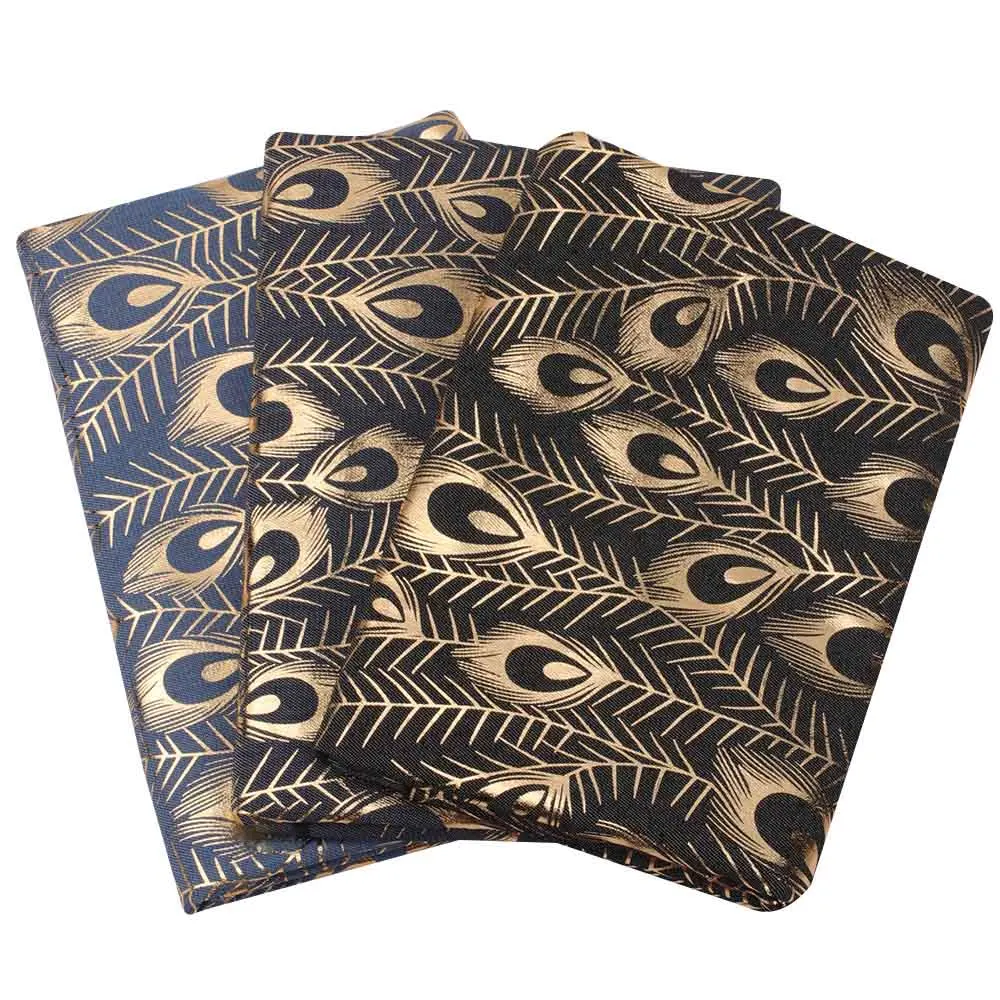 

Denim Fabric By The Yard Printed Peacock Feather Pattern Home Textile Cloth For Handmade Masks Bags Clothes Craft Production