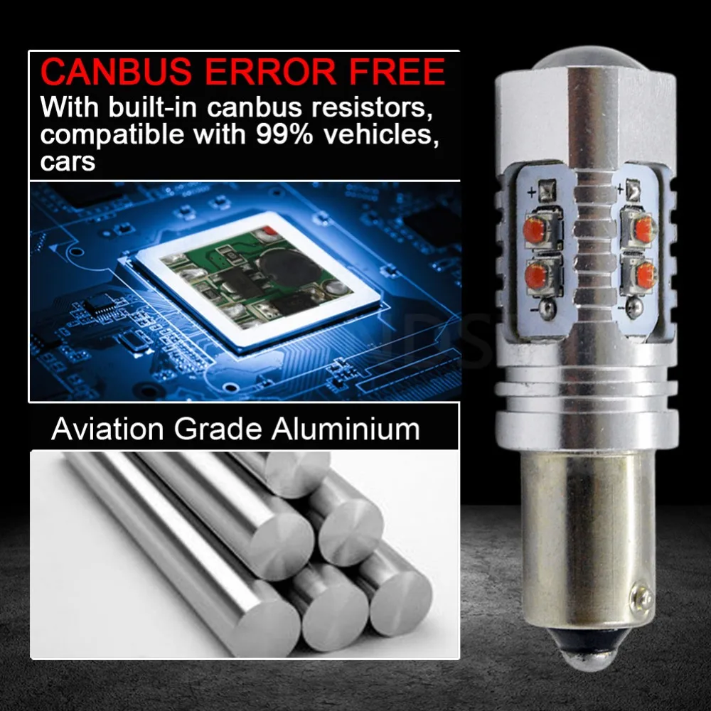 2 шт. AC/DC12-24V H21w BA9S BAY9S BAX9S 433D C'ree чипы светодиодный Белый/янтарный Canbus светодиодный задний фонарь 50 Вт 10smd для CC MG3 Citroen