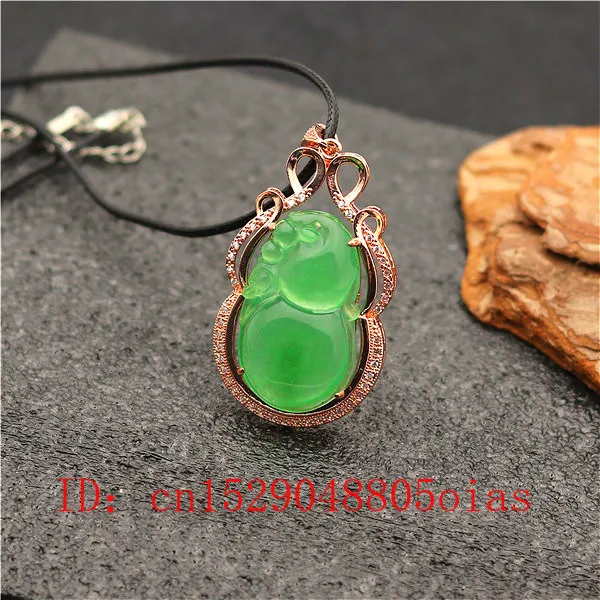 Подвеска в виде тыквы из натурального зеленого нефрита серебро 925 пробы ожерелье