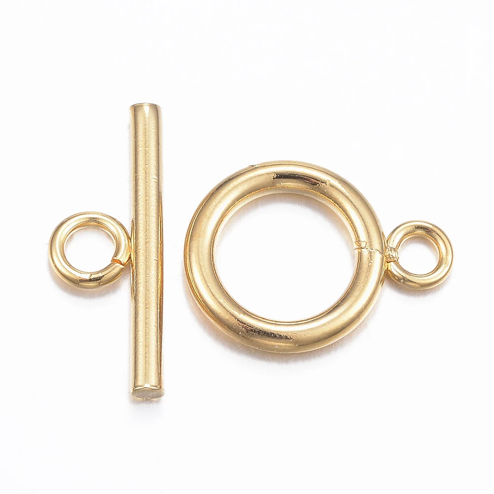 

Кольцо для изготовления ювелирных изделий, нержавеющая сталь 304, 18x7x2 мм, золото переключение застежки выводы, 5 комплектов
