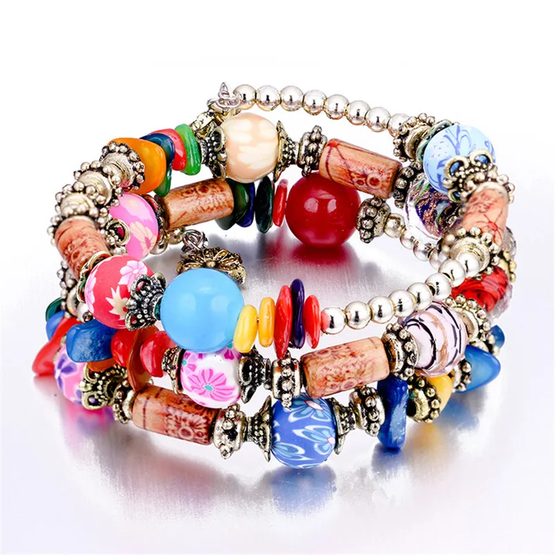 

Bohemian Vintage Ethnic Colorful Beads Multilayer Bracelet For Women Party Festival Daily Life Bangle Jewelry Accessory