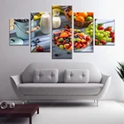 Настенные художественные Плакаты для кухни, HD холст с изображением фруктов, молока, еды, Современный домашний декор, модульные картины, подвесная картина, 5 шт.