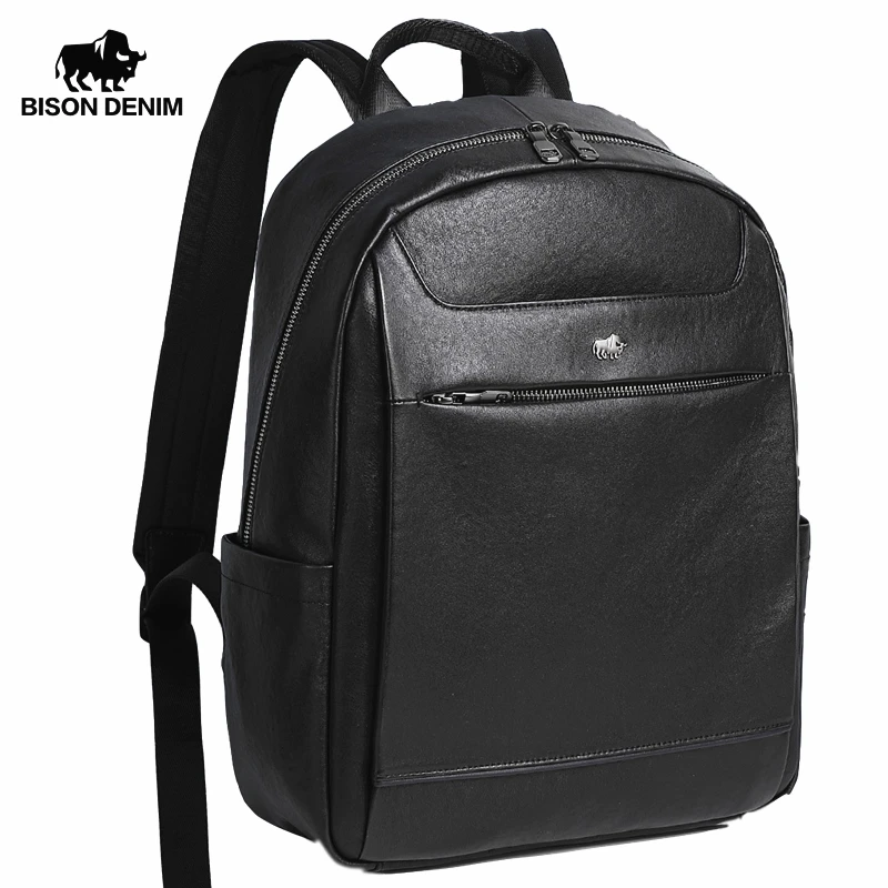 Модный рюкзак BISON DENIM N20036 из натуральной кожи дорожная сумка для ноутбука 15 дюймов