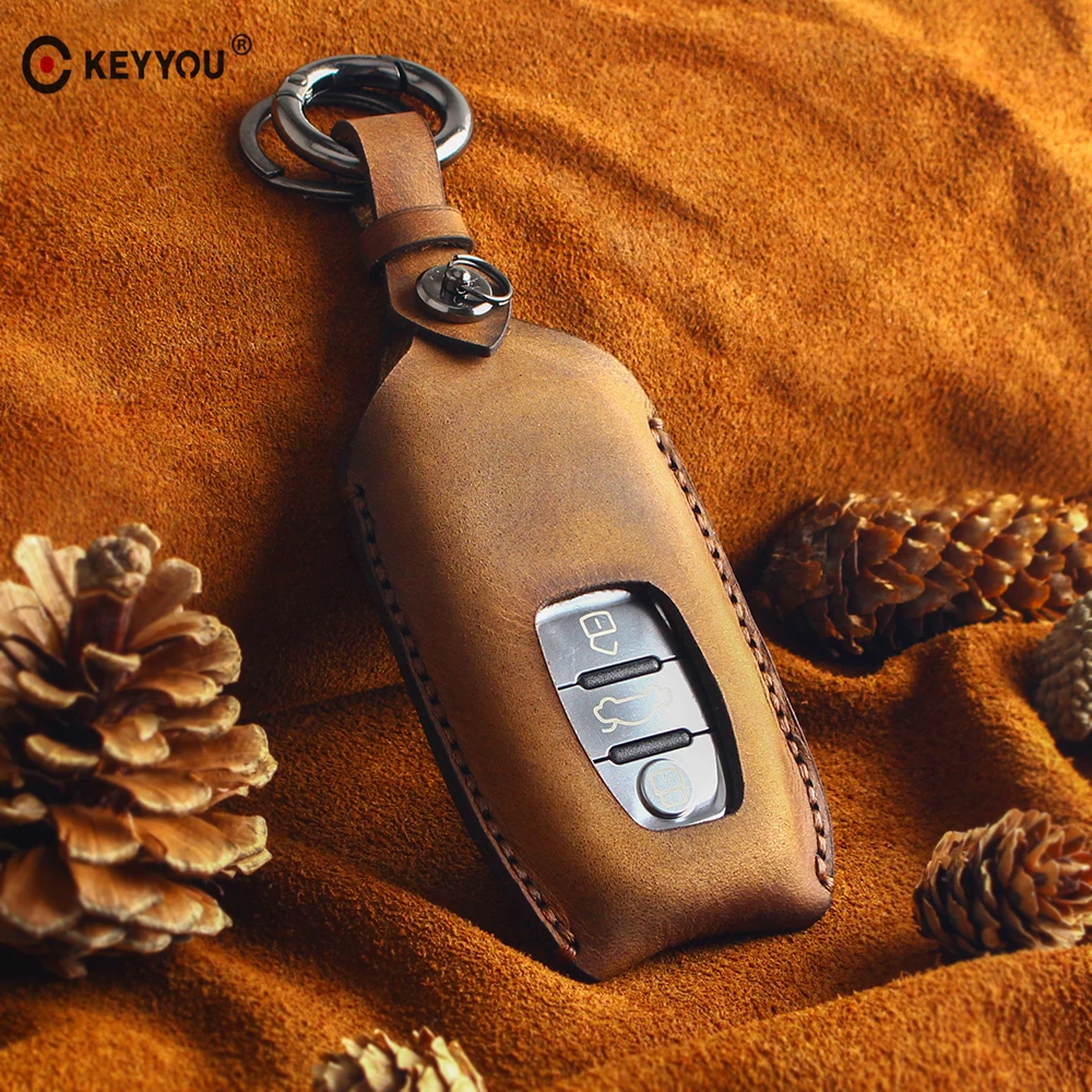 Чехол для ключей KEYYOU умный кожаный чехол Audi A1 A2 A3 A4 A5 A6 A7 TT Q3 Q5 Q7 R8 S6 S7 S8 B5 B6|Футляр