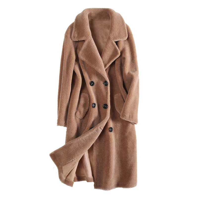 

Fur Coat Real Women Winter Jacket Sheep Shearing 100% Wool Jacket Korean Clothes Long Jackets Manteau Femme LL108 KJ5126