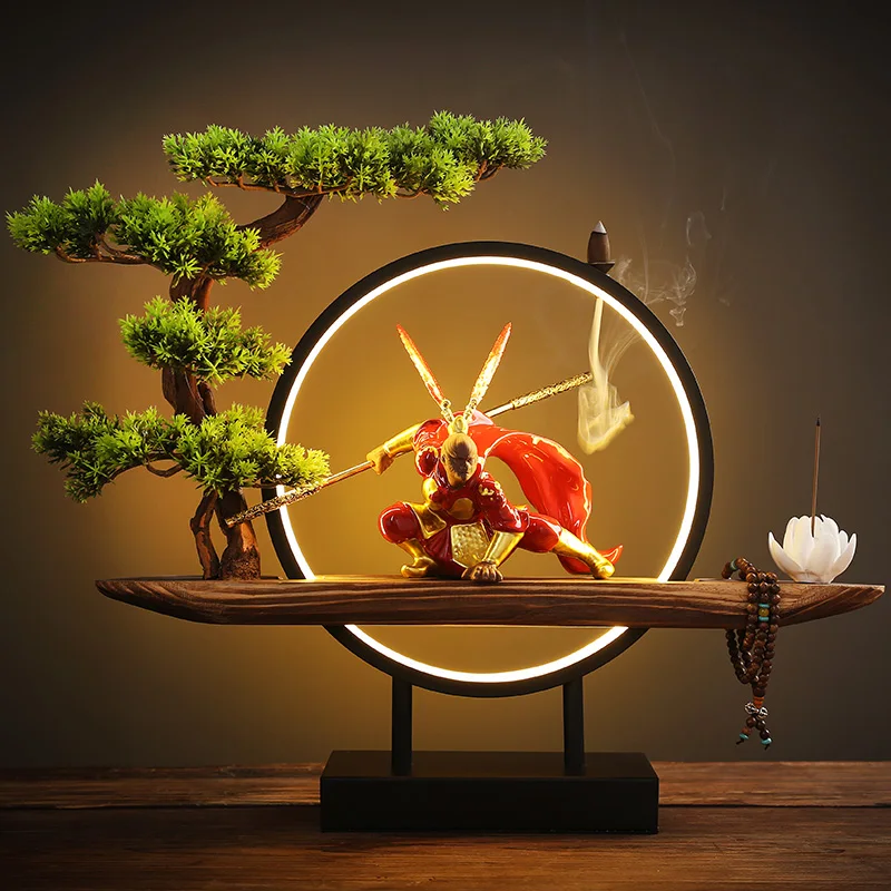

Modern Eletric Incense Burner Monkey King Smoke Fountain Spiritual Decor Incense Burner Lamp Zen Garden Encens Home Decoration