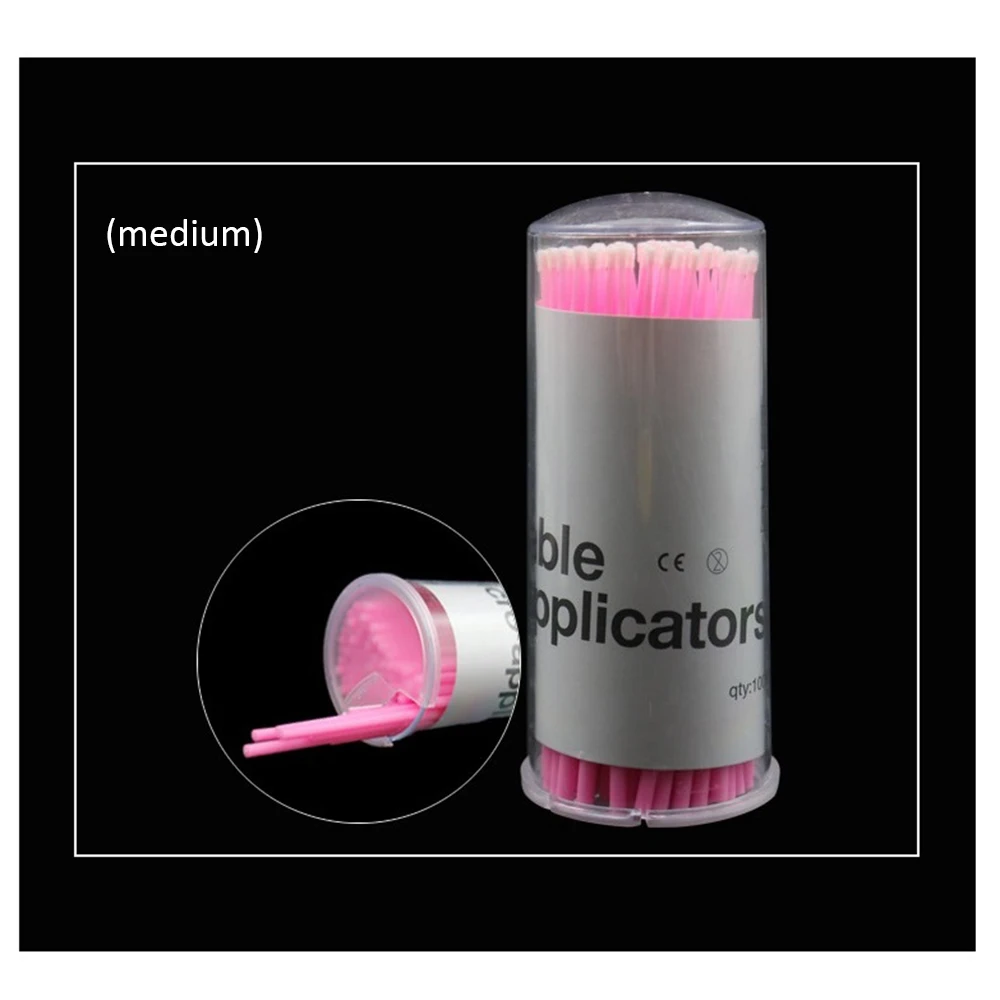 07 Pink M 100 шт Горячие натуральные ресницы удаление татуировки микро набор кистей новые одноразовые красочные ватные тампоны щетка для ресниц очищающий тампон - Цвет: 07 Pink M