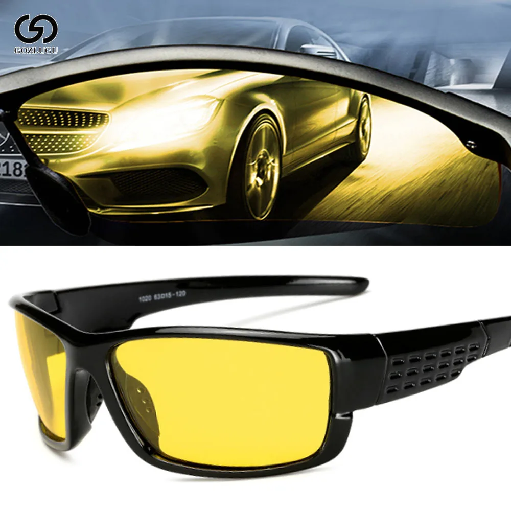 Мужские солнцезащитные очки ночного видения GOZLUGU поляризационные с желтыми