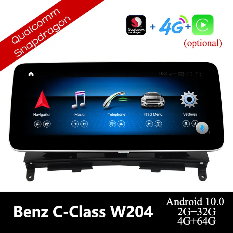 

Автомагнитола Navivox, Автомобильный плеер 10,25 дюйма для Benz C-Class W204 C220 2007-2010, Android, Автомобильный мультимедийный плеер для Carplay, 4G, Wi-Fi, 1920*720P, Qualcomm