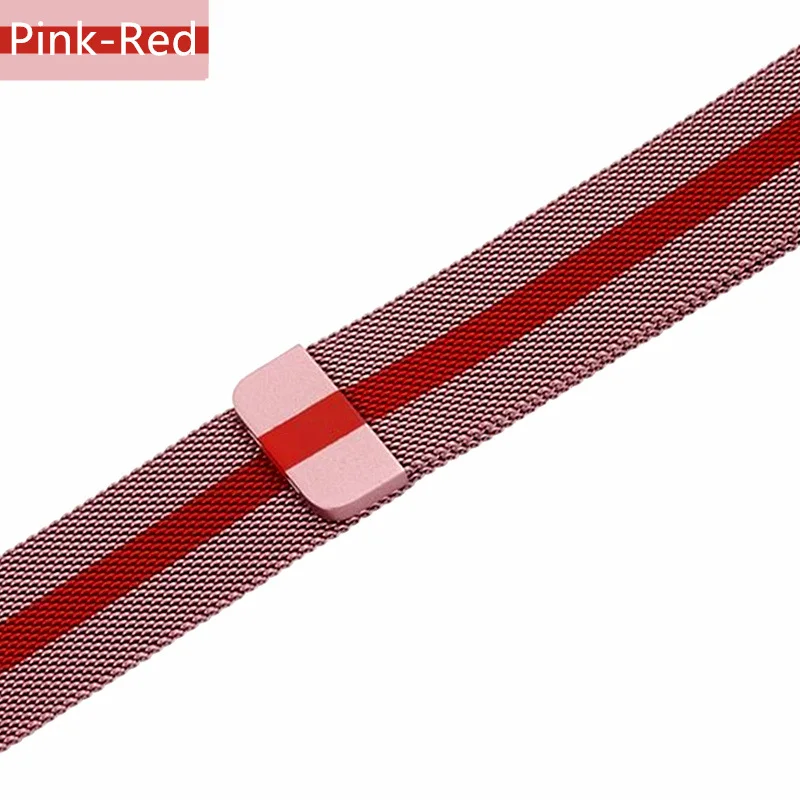 pink red Миланская петля для Apple Watch ремешок 44 мм 40 мм iWatch ремешок 42 мм 38 мм браслет для часов из нержавеющей стали Apple watch 5 4 3 2 - Цвет ремешка: pink red