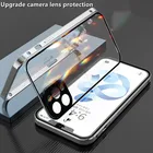 Двухсторонний стеклянный магнитный металлический чехол для телефона IPhone 11 12 Mini Pro Max XS Max XR с защитой объектива камеры Магнитный чехол