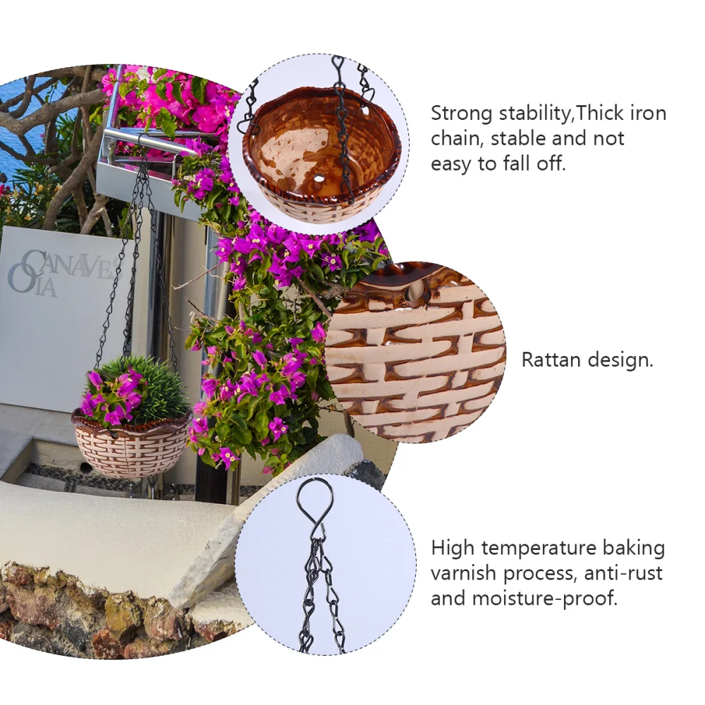 

1 Set/3pcs Ceramics Art Flower Pot Household Garden Pot Gardening Daily Flower Arrangement Hanging Pot for Home Garden Room