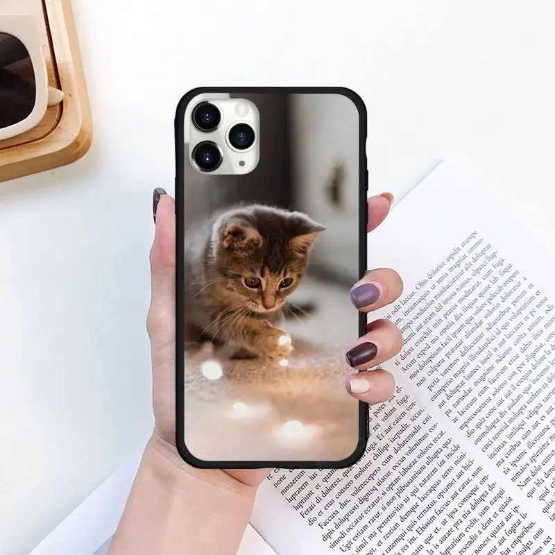 

cat little cat cute animal Phone Case for iPhone 11 12 pro XS MAX 8 7 6 6S Plus X 5S SE 2020 XR Luxury brand shell funda coque