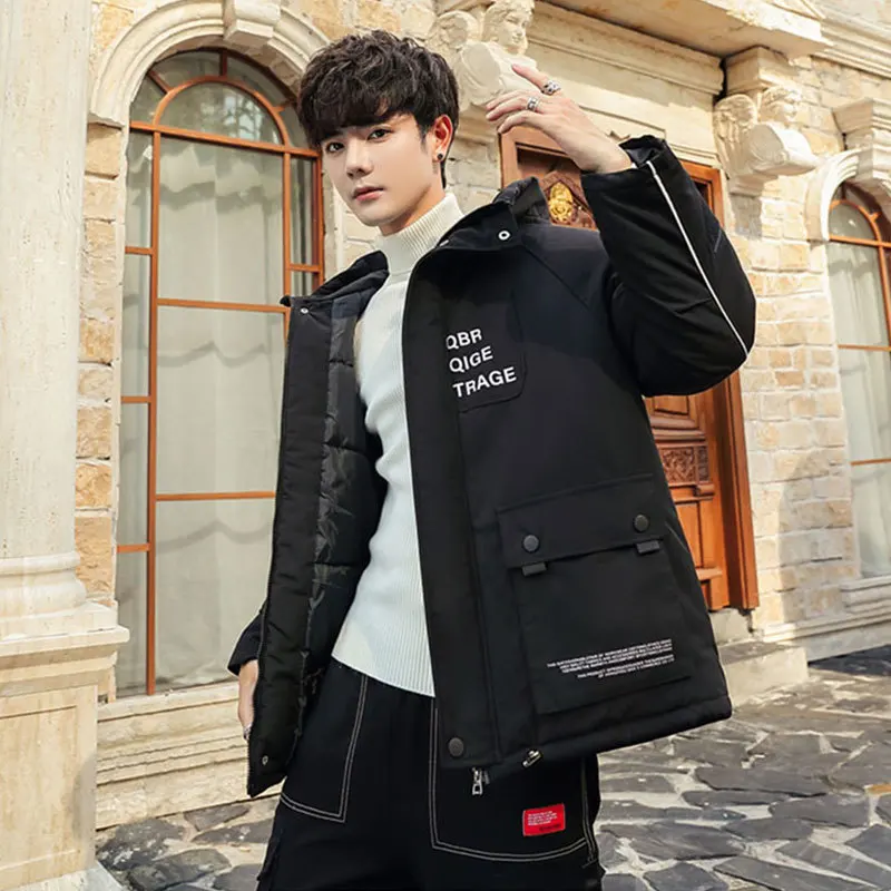 Liketkit мужские зимние парки 2019 лоскутные карманы толстые сафари с капюшоном куртки