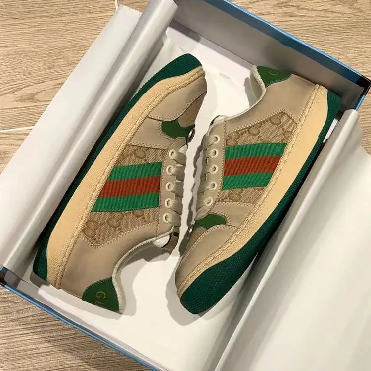 

2021 luxury Vintage Leather Women's Sneakers Fashion Couple Unisex Running Shoes Tennis Sports Men Shoes Ladies Shoes