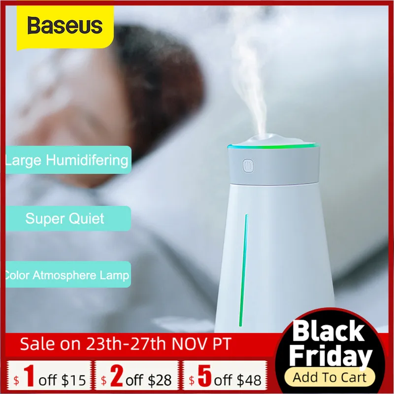 Baseus увлажнитель воздуха для дома офиса диффузор с красочным Светодиодный Ночной