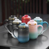 luwu japanese ceramic tea cup with infuser cute cat coffee cup 400ml