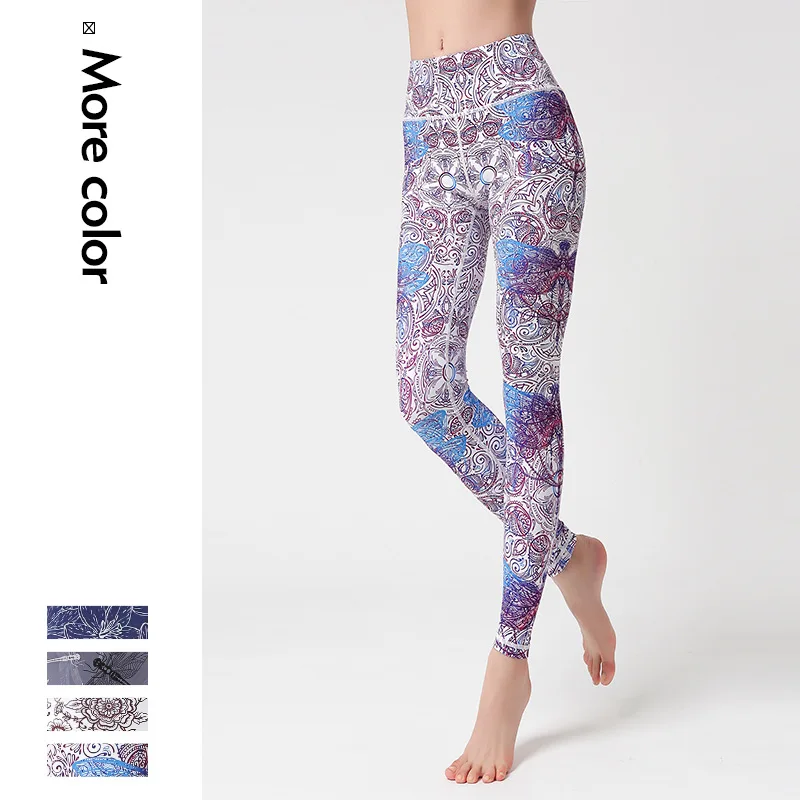 

Printed Yoga Pants Ladies Quick-Drying Stretch Fitness Pants Slim Tight Running Leggings Sweat-Absorbent Gym Sportswear Women