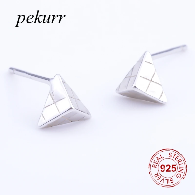 Женские серьги гвоздики из серебра 925 пробы с геометрическим