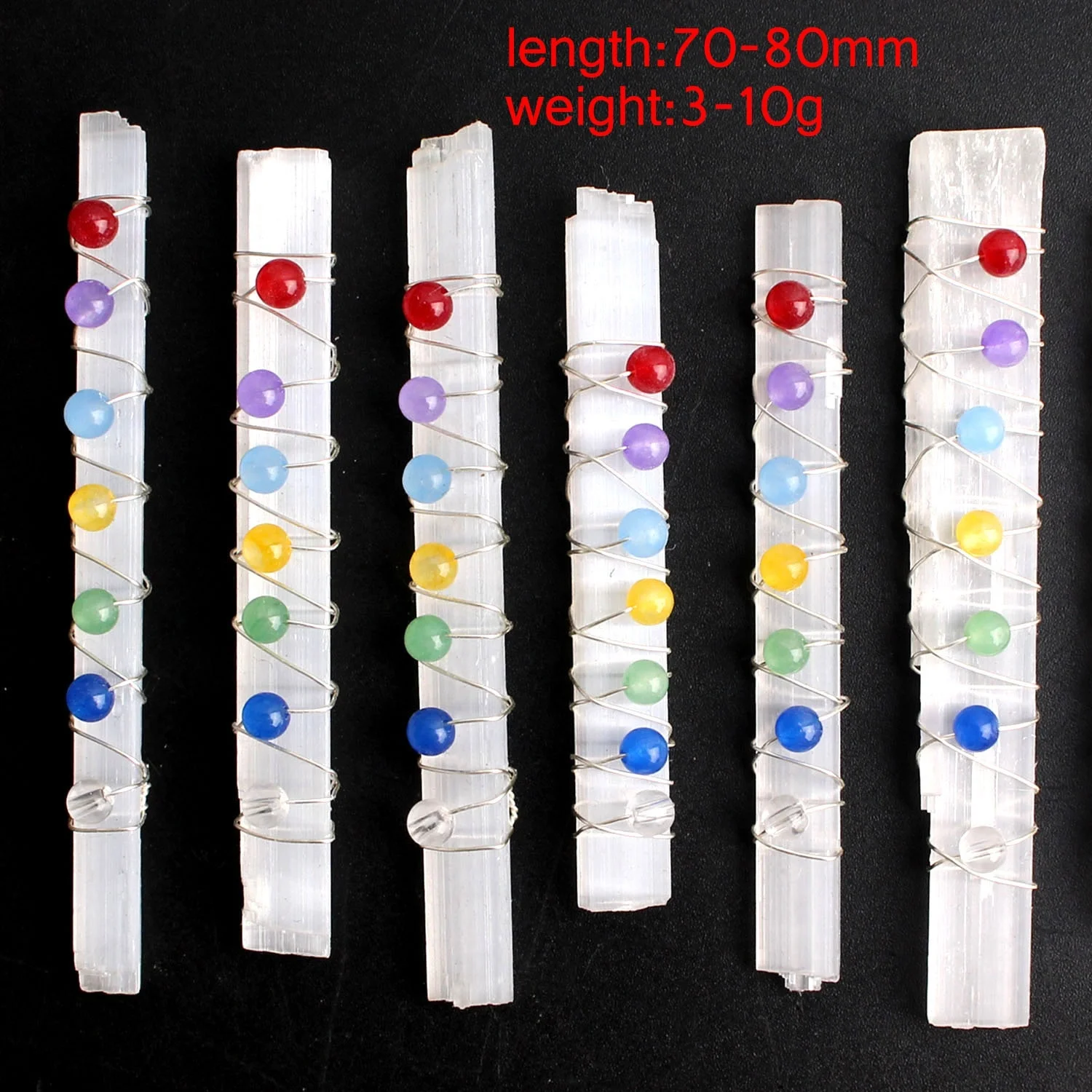 1 шт. натуральный белый селенит обернутый проволокой кристаллический кулон 7 чакр