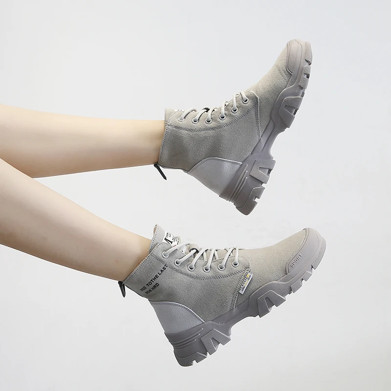 FOXONDO/мотоботы женские осенние ботильоны на резиновой толстой подошве со