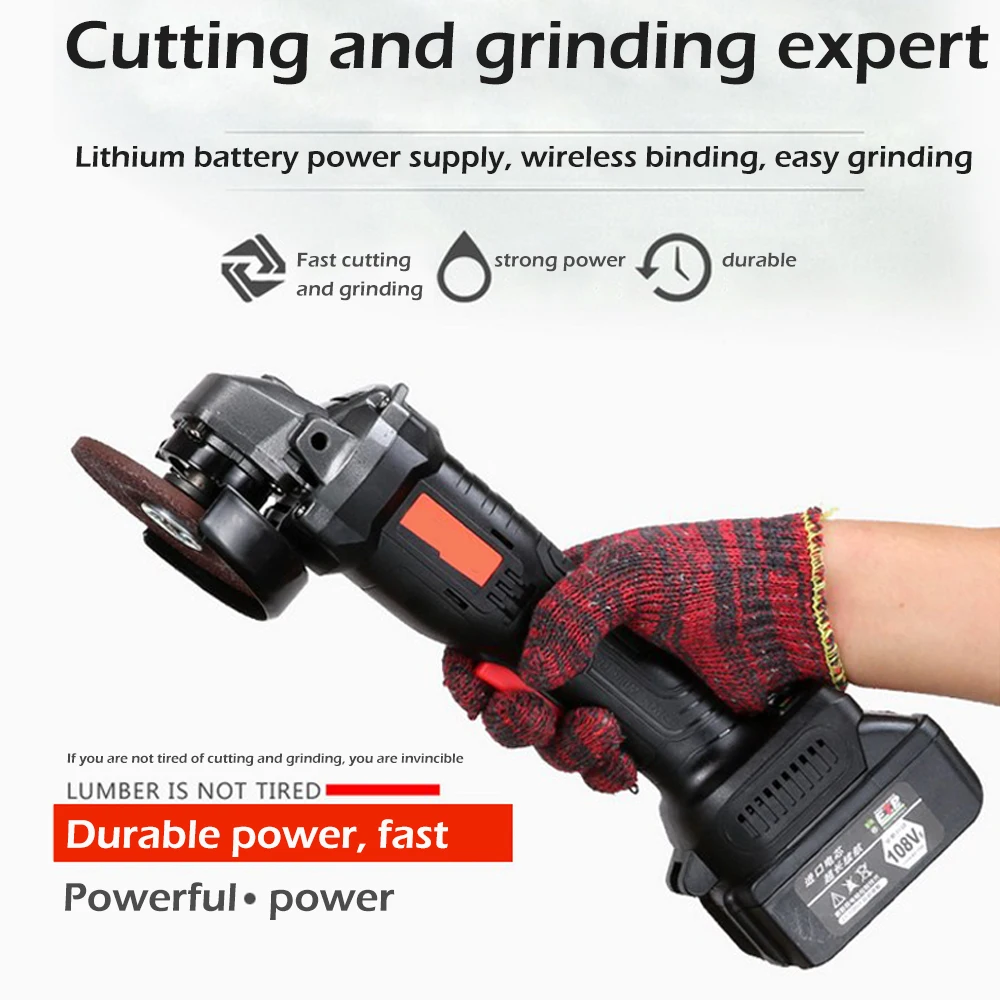 

Электрическая угловая шлифовальная машина, инструмент для резки и шлифовки, 2 аккумулятора, мощный, бесщеточный электроинструмент для шлиф...