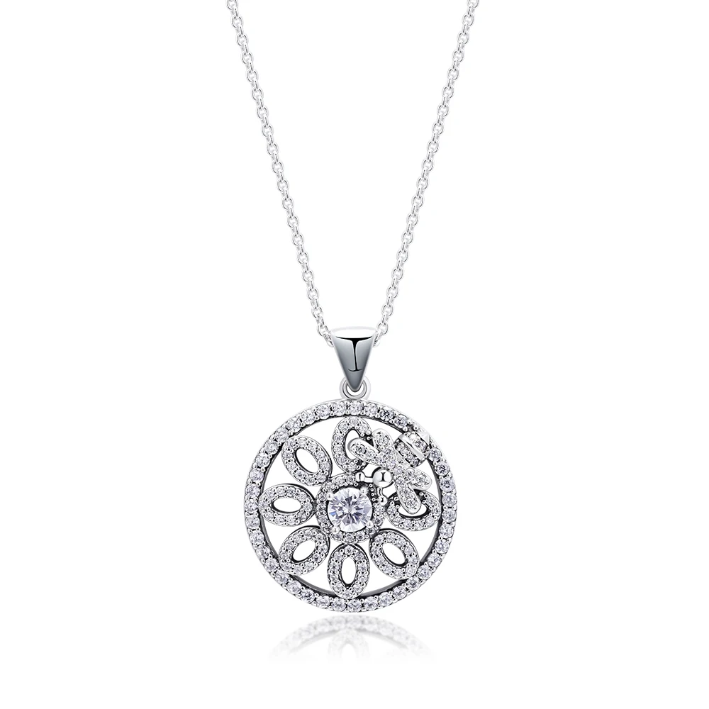 

CKK Original 925 Sterling Silver Shimmering Snowflake Pendant Clear CZ Necklaces For Women Girls S925 Luxury Jewelry With Chain