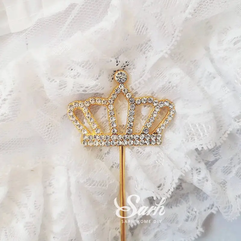Diamond crown Длинное платье большая принцесса украшение Баннер Золотая Корона Топпер для торта «С Днем Рождения» для свадебной вечеринки невесты принадлежности для выпечки подарки - Цвет: Diamond crown