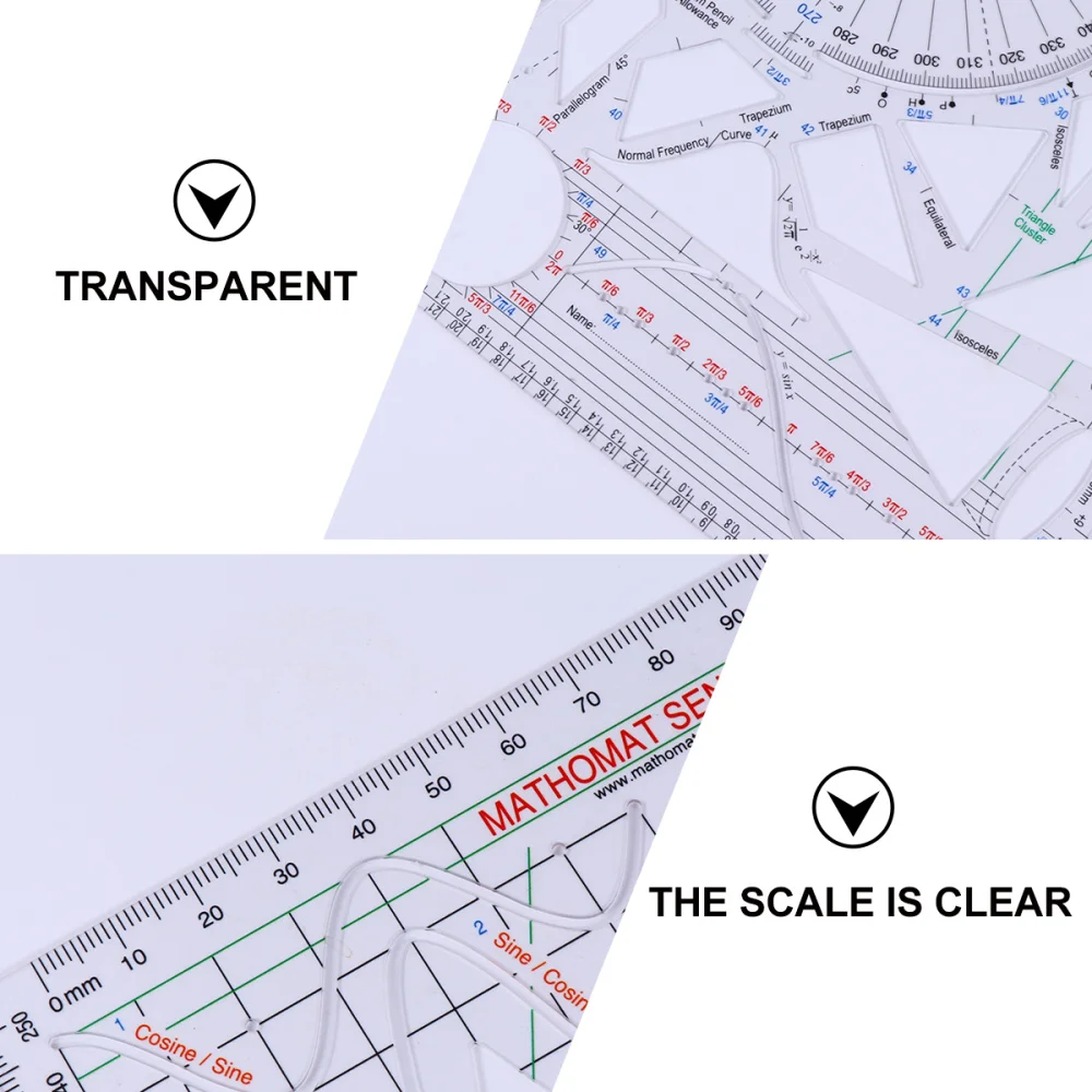 

1pc Curve Ruler Hollow-out Ruler Tool Transparent Ruler for Student Designer