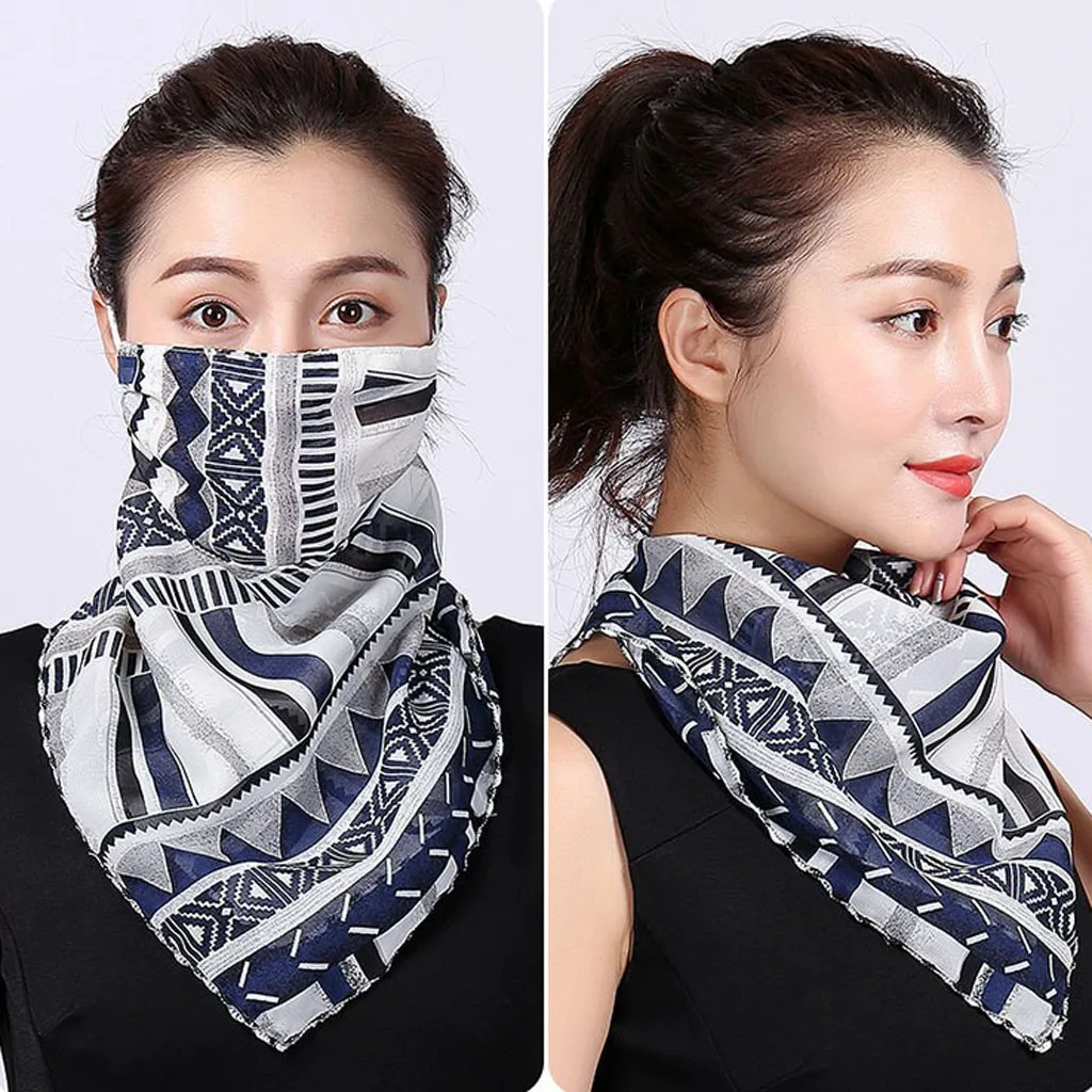 Многоразовый шарф для лица женские солнцезащитные шарфы рта шеи шелковые