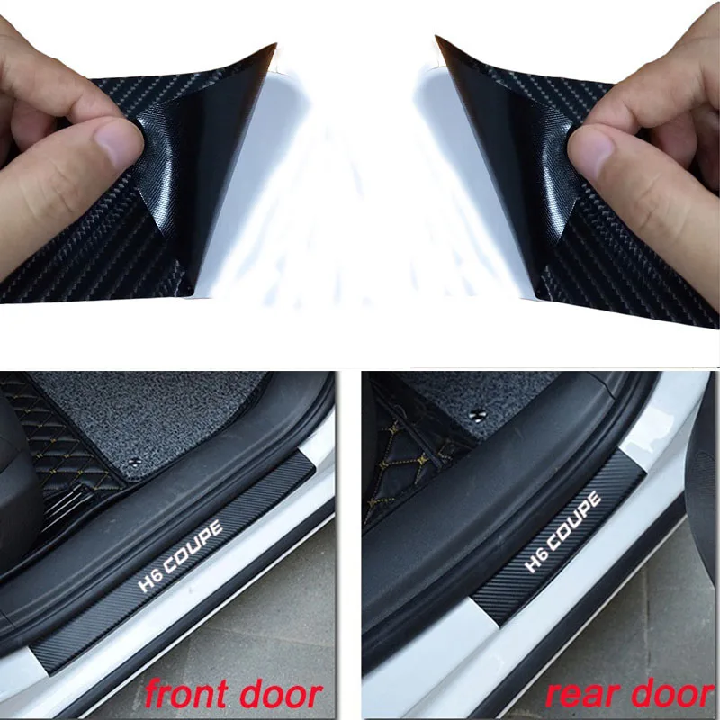 

4PCS Carbon Fiber Vinyl Sticker Car Door Sill Scuff Plate for Great Wall Hover Haval H6 coupe Auto Parts Accessories