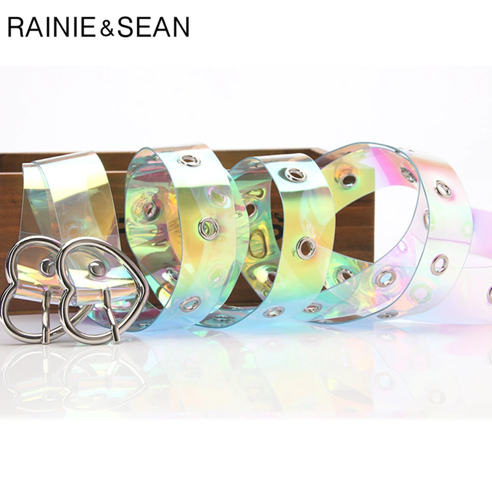 Женский прозрачный ремень RAINIE SEAN пластиковый с сердечком аксессуар для