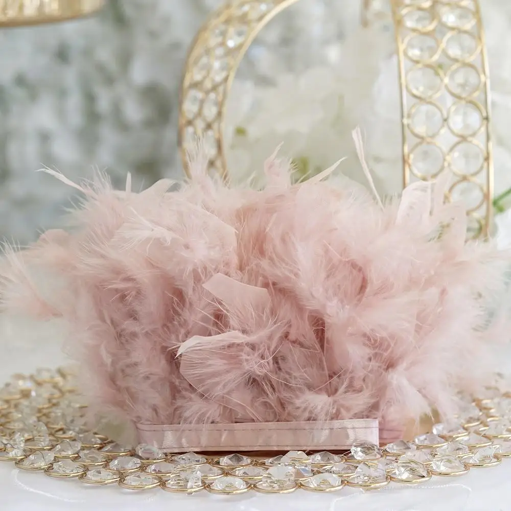 

1 Meter Natural Leather Pink Turkey Marabou Feather Trims Ribbon Wedding Party Dress Decoration Plume Accessory Sewing Crafts