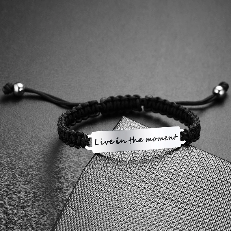 Vnox мужские повседневные &quotLive in the moment&quot вдохновляющие цитаты черные веревочные