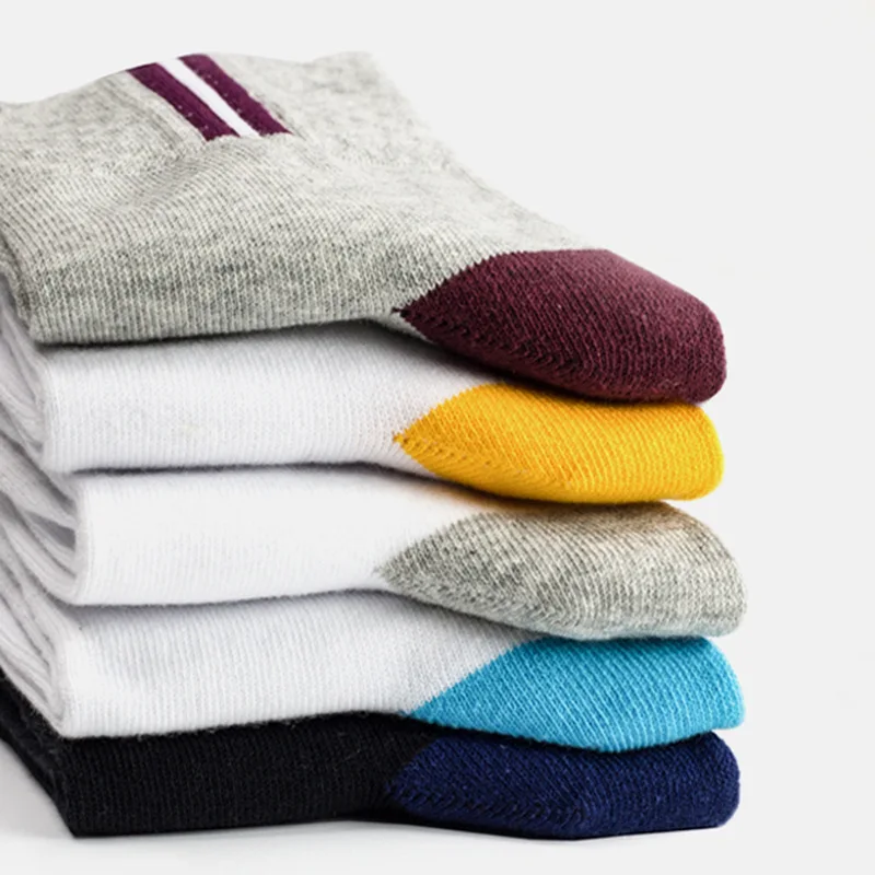 2 Pairs Tube Socks Cotton Business Men's Sport Casual lable Deodorant Sweat-absorbent Fat Feet solid Black Gray Fashion Sock | Мужская