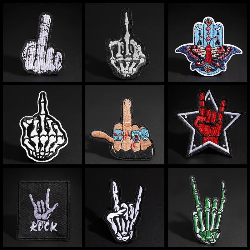 Нашивки с изображением черепа и скелета на пальцах для одежды полоски сделай сам
