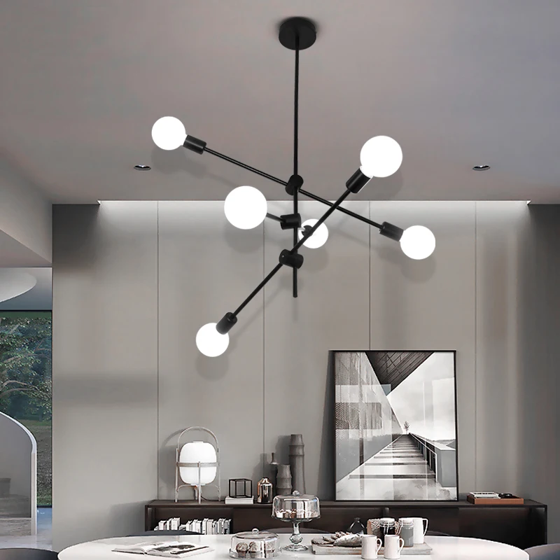 

YSN Brushed Brass Sputnik Chandelier Lighting Fixtures Home LED Modern Metal Ceiling Lamps Nordic Postmodern Hanging Lamp Lustre