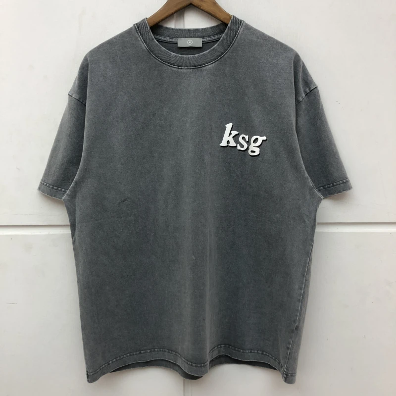 

2021SS KANYE WEST KSG T shirt Men Women Best Quality Washed Old Top Tees 3D Foam Print T-shirts TX280