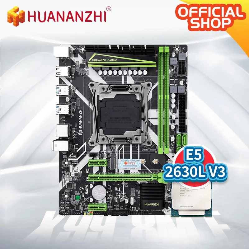Preise HUANANZHI X99 8M F X99 Motherboard Mit Intel XEON E5 2630L V3 LGA 2011-3 DDR4 RECC NON-ECC Speicher Combo Kit Set NVME USB 3,0