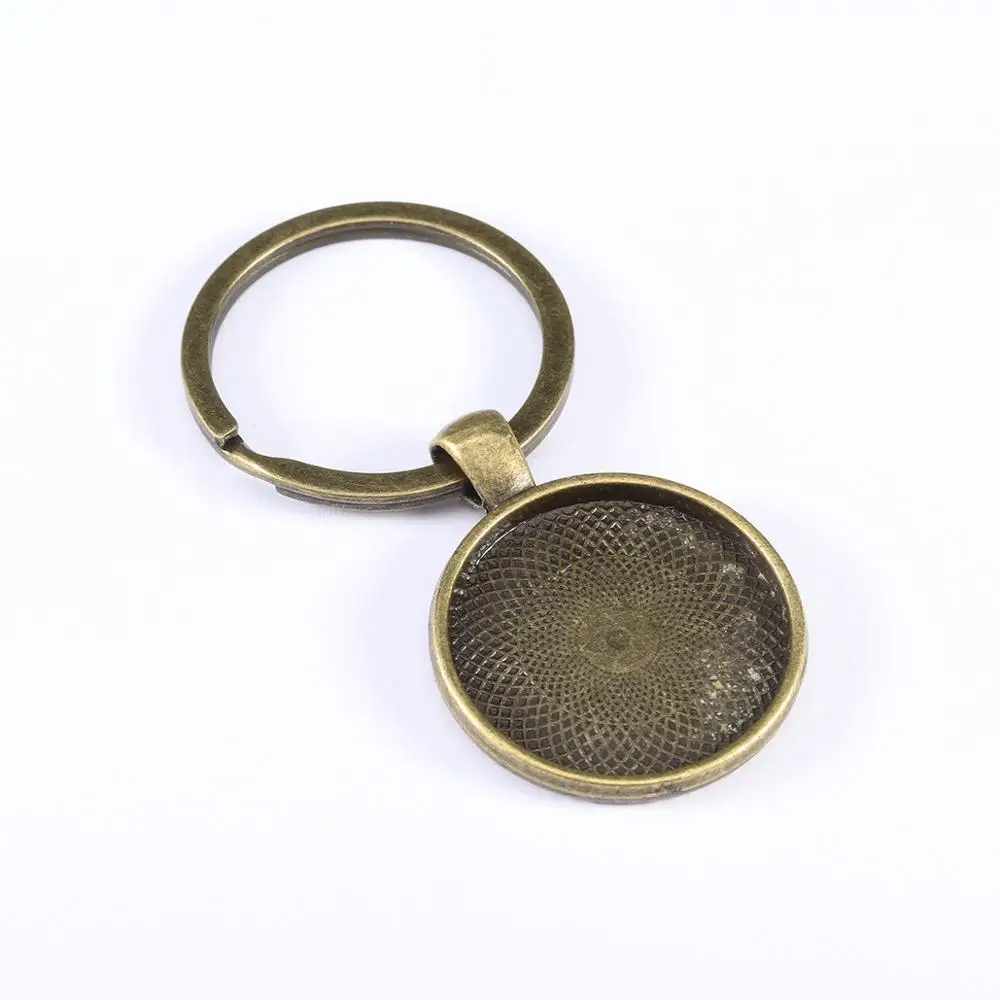 bronze 5 шт./лот, брелок с подвеской, Безель, пустая, подходит для 25 мм, камея, стекло, кабошон, основа, установка, сделай сам, брелок для ключей, принадлежности для ювелирных изделий - Цвет: bronze