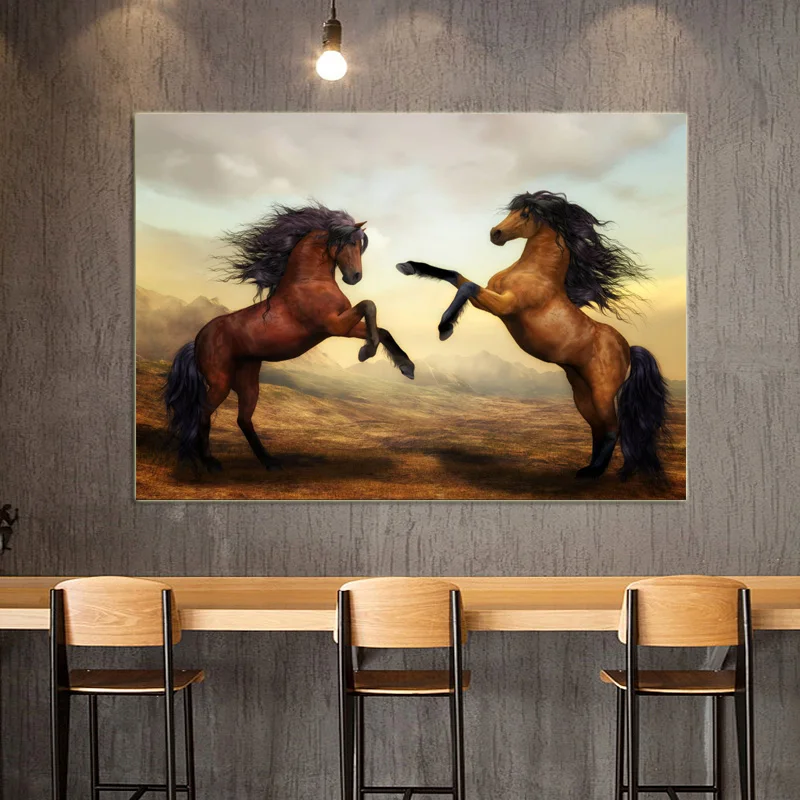 Картина на холсте с изображением двух лошадей постеры и принты животных