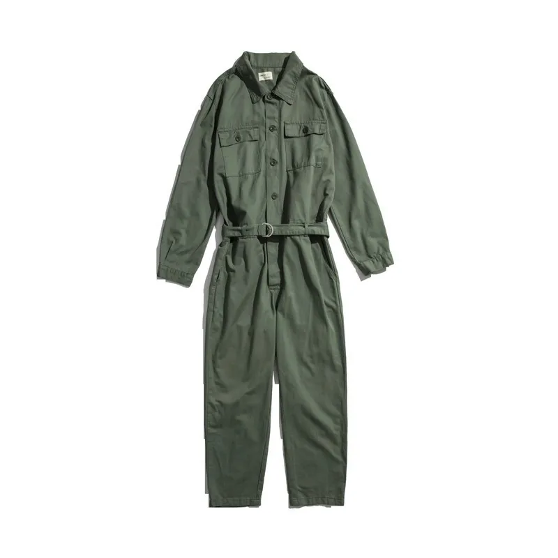 

Top Quality Mens Loose Fit Long Sleeve Jumpsuit Brand Safari Cargo Pants Streetwear Work Suit One Piece Jumpsuits Bib Overalls