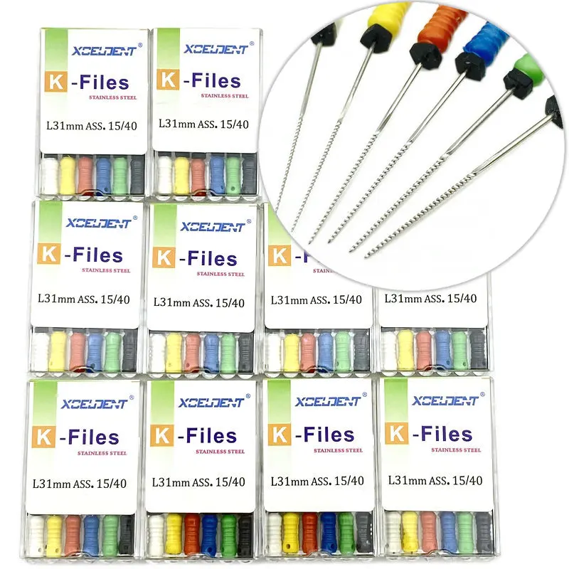 10Boxes Endodontic Root Canal K Files (Hand Use) Dental K-File 31mm Hand Use files Dentist Tools