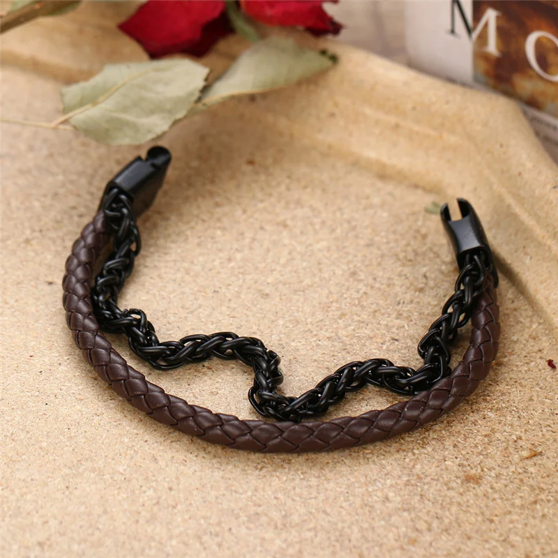 

NIUYITID Leather Chain Magnetic Bracelet For Men Women Fashion Multilayer Male Charm Jewelry Bracelet New Arrival