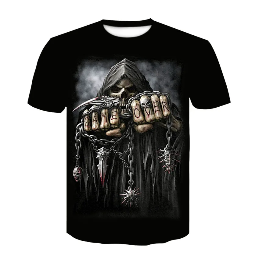 

Summer 2021 Men And Women 3D Printed T-Shirt, Punk Top, Gothic Skull T-Shirt, Gothic T-Shirt, Teen T-Shirt