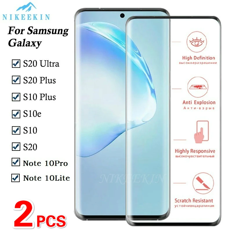 Изогнутое закаленное стекло для Samsung Galaxy S20 Plus S9 S10 Ultra Note 10 Pro Lite 9 2 шт.|Защитные