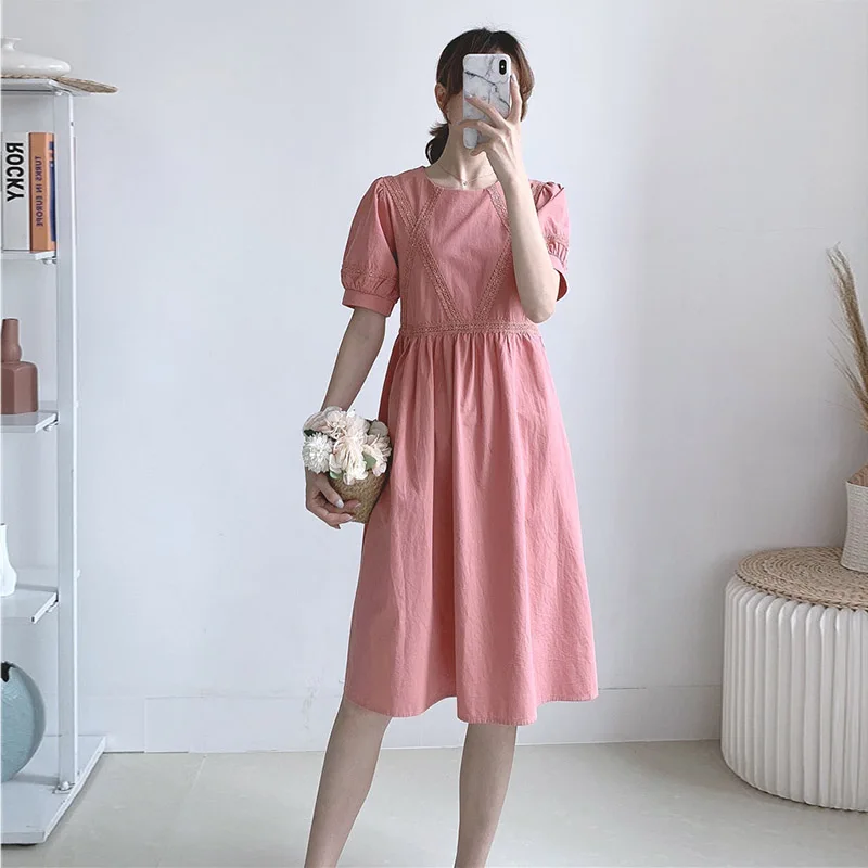 

VogorSean Womans Summer Dress Cotton Blend 2020 Korean version Beach Leisure Woman New Dress Pink